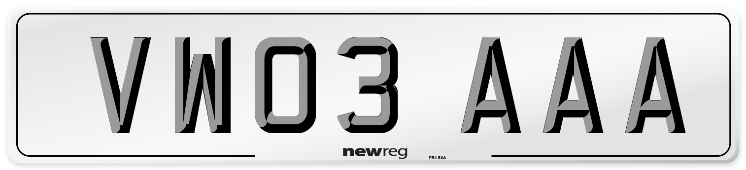 VW03 AAA Number Plate from New Reg